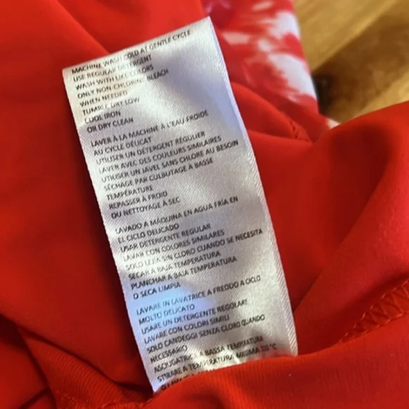 NWT H by Halston Coral Red Brush Stroke Dress Cap Sleeves Knee Length Sz. M - Picture 10 of 12